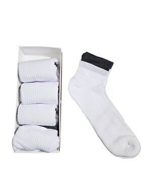 NIP | Men's White Ribbed Ankle Athletic Socks 5-Pack 13-15